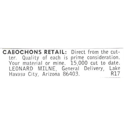Cabochons Retail - Leonard Milne Lake Havasu City AZ 1972 Ad AF8-S8