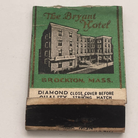 The Bryant Hotel Brockton MA Vintage Matchbook Cover TB8-MB2-6