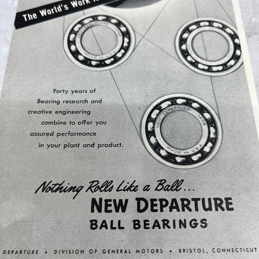 New Departure Ball Bearings General Motors Bristol CT 1951 Magazine Ad FL6-10