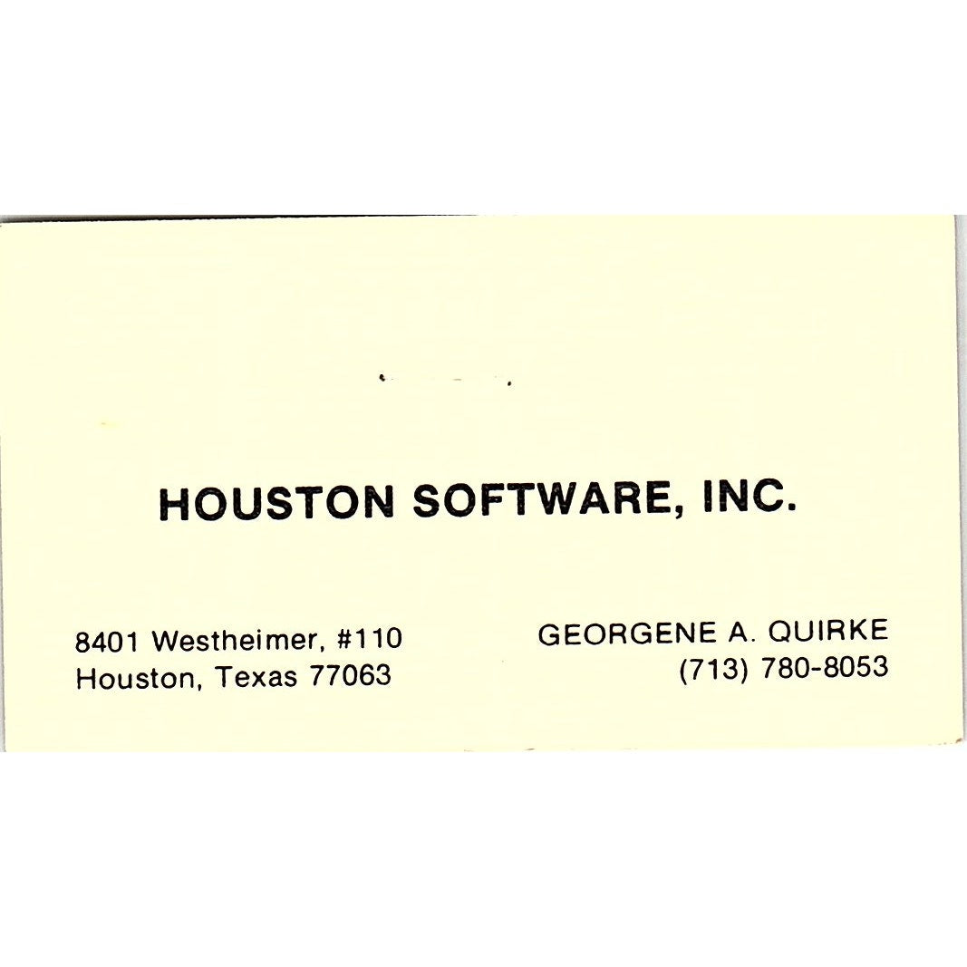 Georgene A Quirke Houston Software Inc Houston TX Vintage Business Card SD9-B2