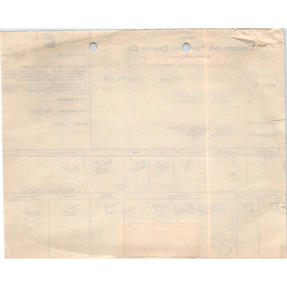 1948 Cumberland Portland Cement Co Billhead Receipt Chattanooga Tennessee D18