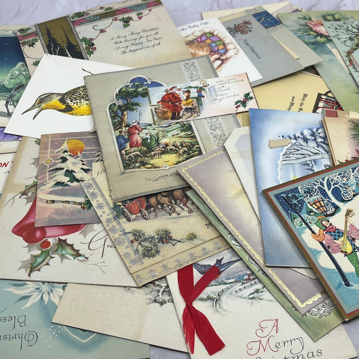 Huge Lot of Vintage & Antique Birthday Christmas Holiday Greeting Cards TB8