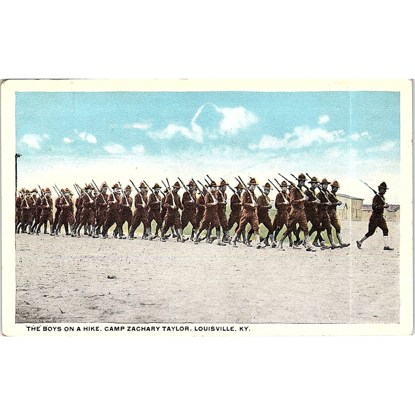 c1910 The Boys on a Hike Zachary Taylor KY - Spanish American War Postcard PE7