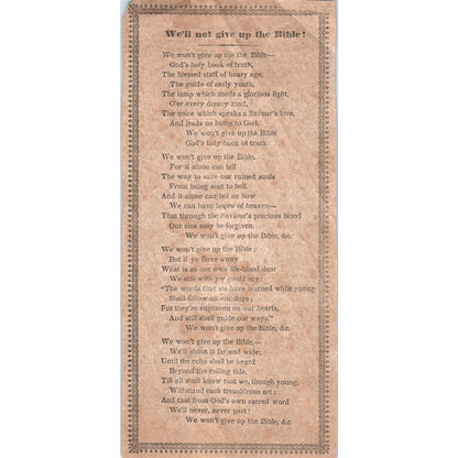 Antique Poem on Crepe Paper - We'll Not Give Up The Bible D21