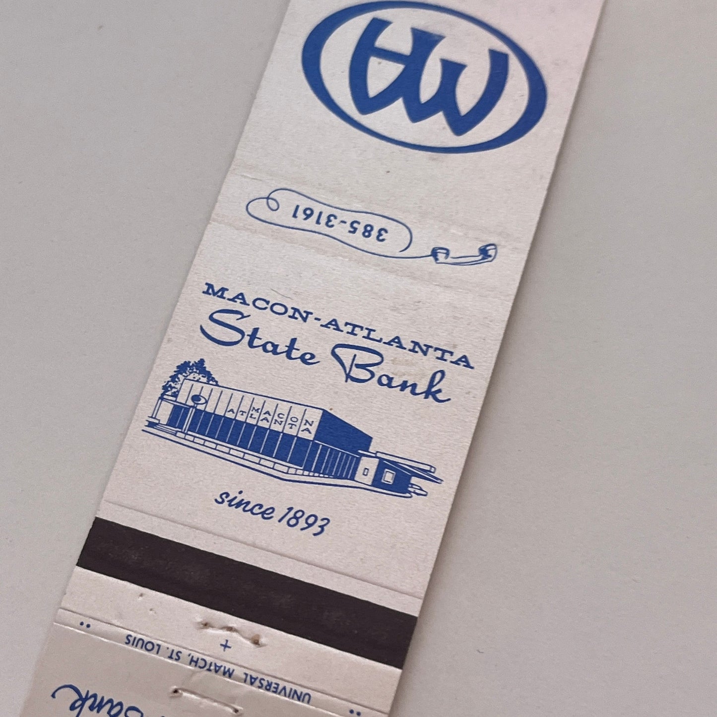 Macon-Atlanta State Bank Georgia Vintage Matchbook Cover TB6-MB2-3