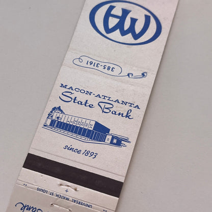 Macon-Atlanta State Bank Georgia Vintage Matchbook Cover TB6-MB2-3