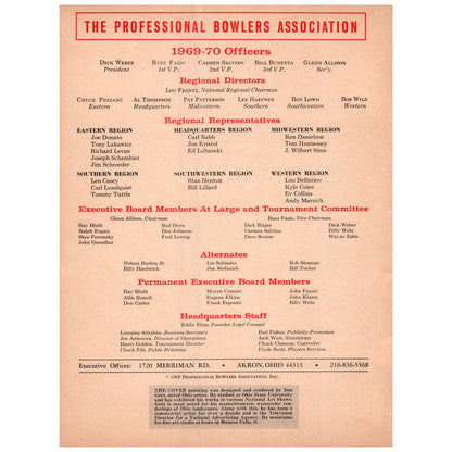 1969-70 Officers Professional Bowlers Association 1969 Bowling Program Ad D25