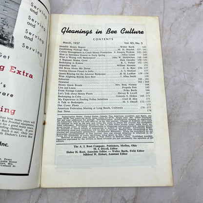 1957 March Gleanings in Bee Culture Magazine Bees Beekeeping Honey TD7