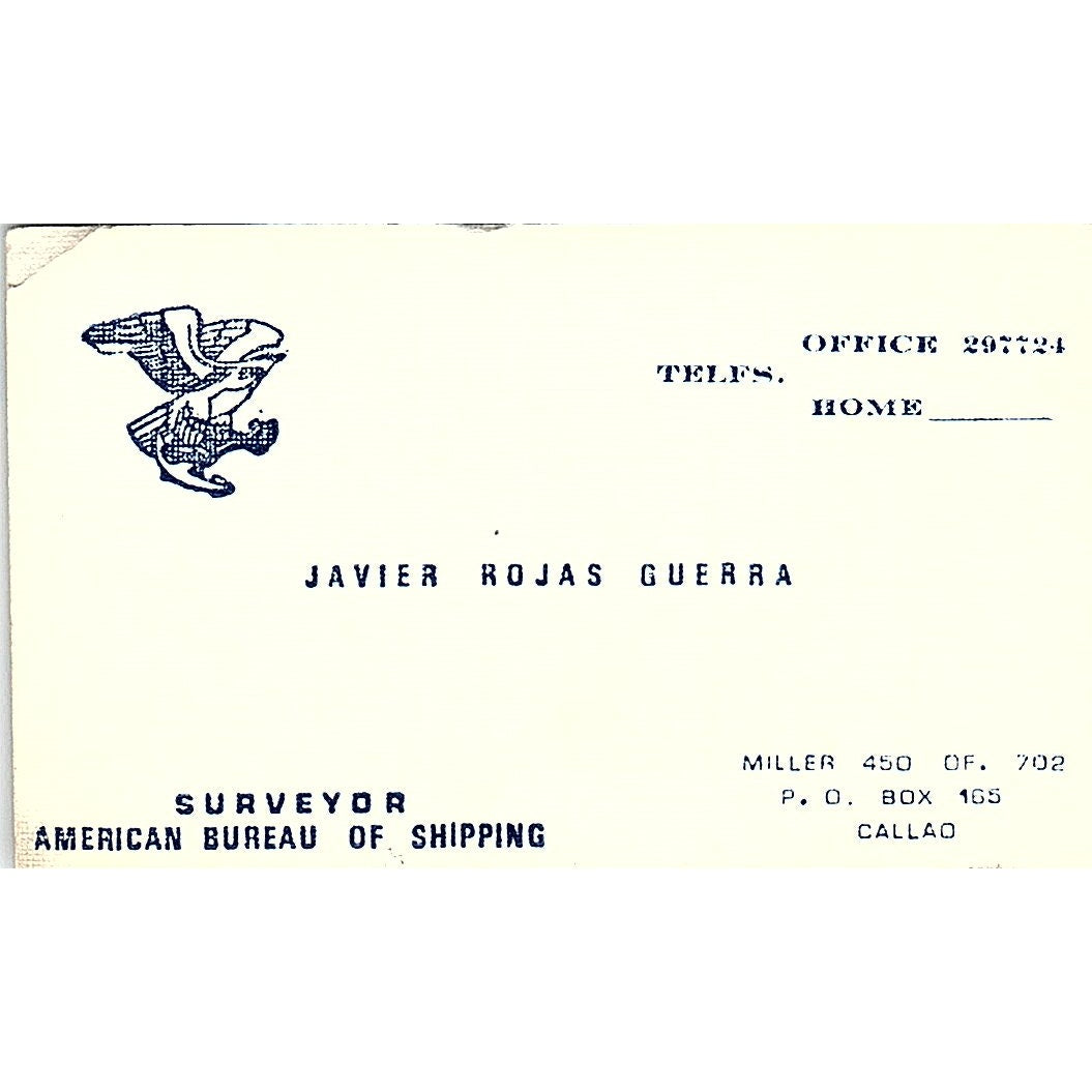 American Bureau of Shipping Javier Rojas Guerra PECLL Business Card SSB4-B13
