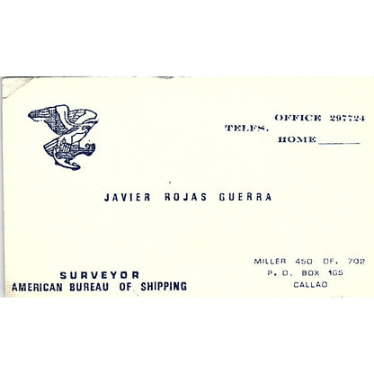 American Bureau of Shipping Javier Rojas Guerra PECLL Business Card SSB4-B13