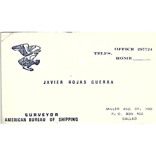 American Bureau of Shipping Javier Rojas Guerra PECLL Business Card SSB4-B13