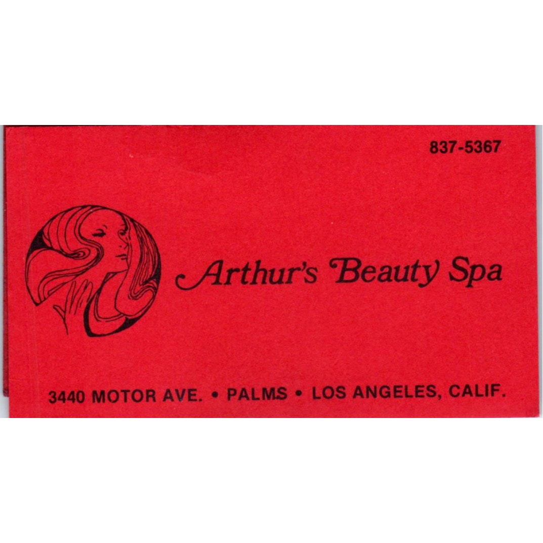 Arthur's Beauty Spa Los Angeles CA Vintage Business Card SD8-B11