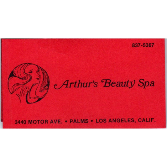 Arthur's Beauty Spa Los Angeles CA Vintage Business Card SD8-B11