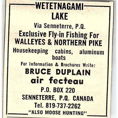 Wetetnagami Lake Senneterre PQ Bruce Duplain Air Fecteau Canada 1977 Ad AF6-M3