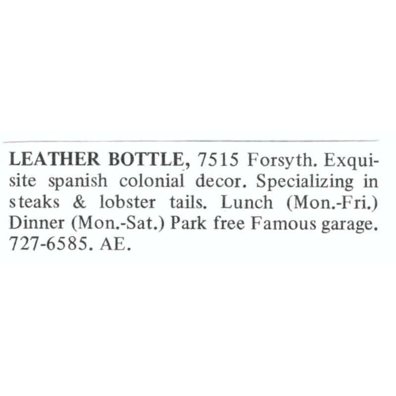 Leather Bottle Spanish Restaurant St. Louis 1971 Magazine Ad AD8-O1