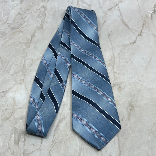 Retro Men's Envoy Polyester Blue Striped Necktie Tie TJ4-T2