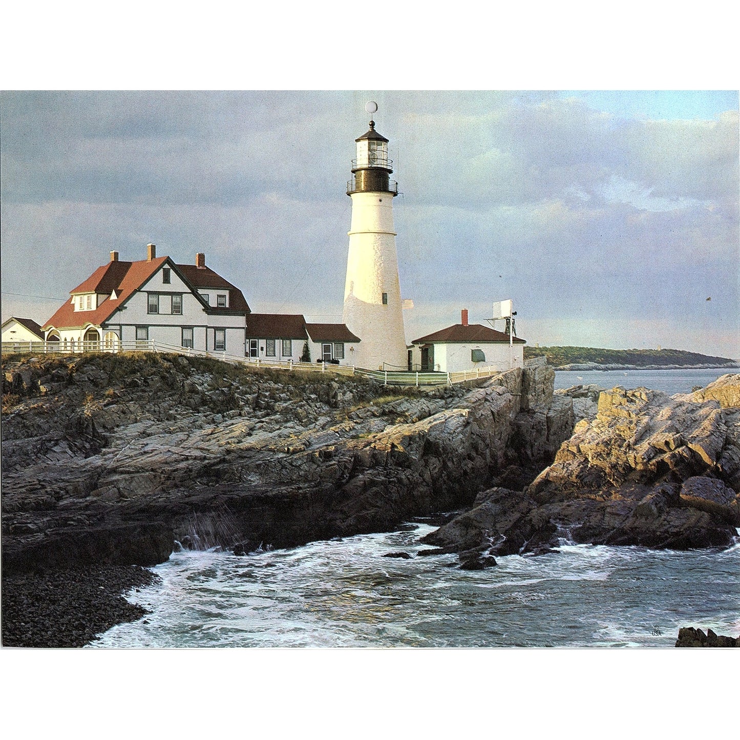 Retro Kitsch 1979 Portland Head Lighthouse Maine Vintage Art Print 8x10 V6