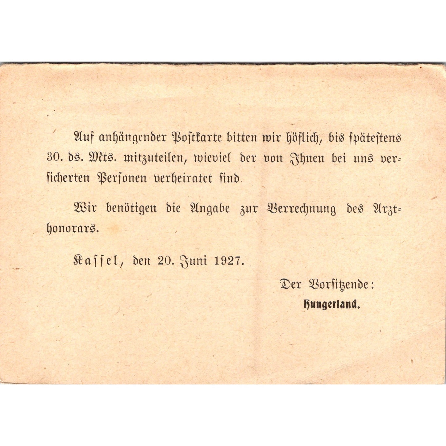 Guntershausen District of Kassel Health Board 1927 German Reich Postcard P5-12