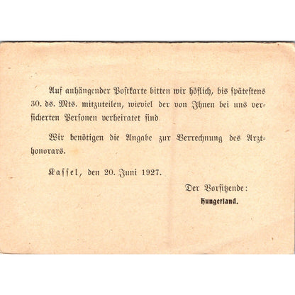 Guntershausen District of Kassel Health Board 1927 German Reich Postcard P5-12