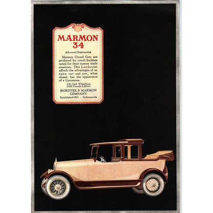 Marmon 34 Closed Cars Nordyke & Marmon Company Indianapolis c1920 Ad AF8-9