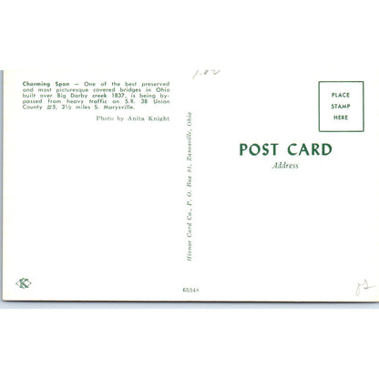 Union County 5 Marysville Ohio Vintage Covered Bridge Postcard PC17