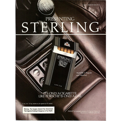 Porsche Sterling Cigarettes 1984 Ad AF8-5