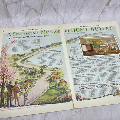 American Radiator Company 2 Pages 1928 Original Magazine Advertisement FL6-8