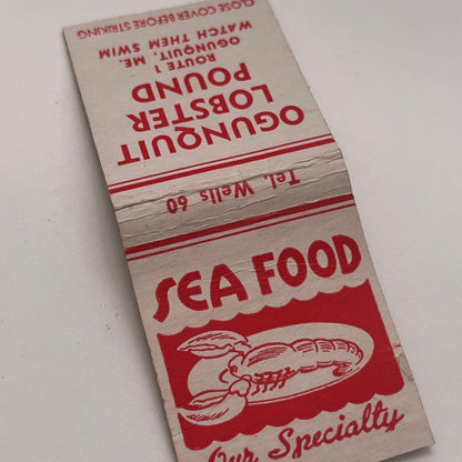 Ogunquit Lobster Pound Ogunquit Maine Vintage Matchbook Cover MM4-2