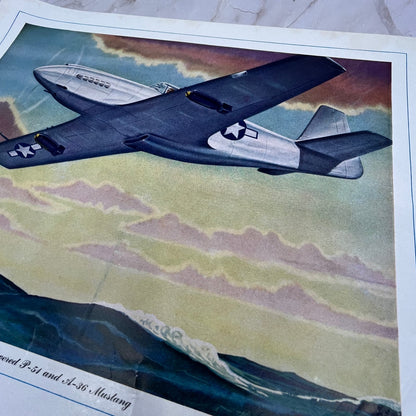 Allison Powered P-54 and A-36 Mustang Vintage Print 10.5x13 FL6-4
