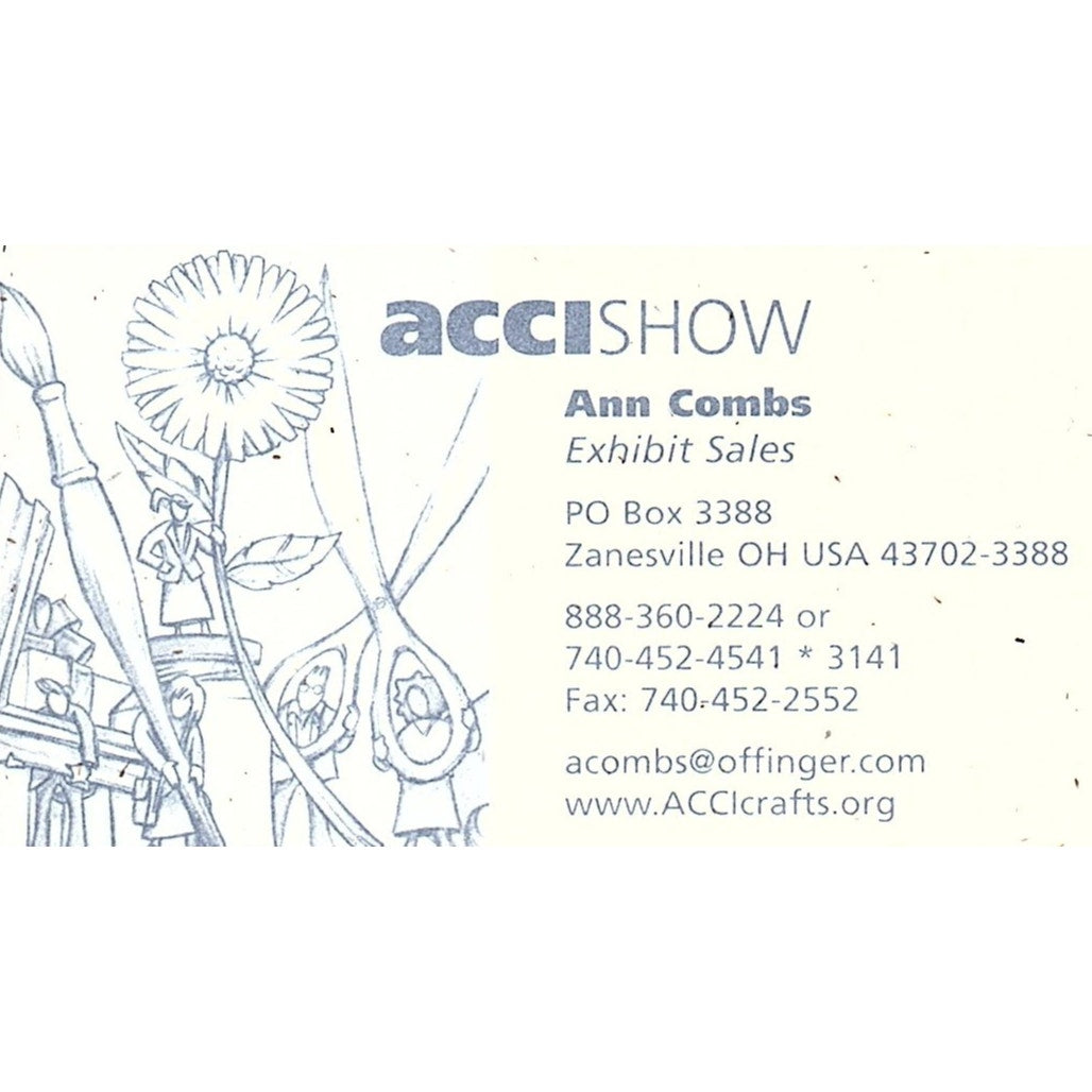 Accishow Ann Combs Zanesville OH Vintage Business Card SC9-B8