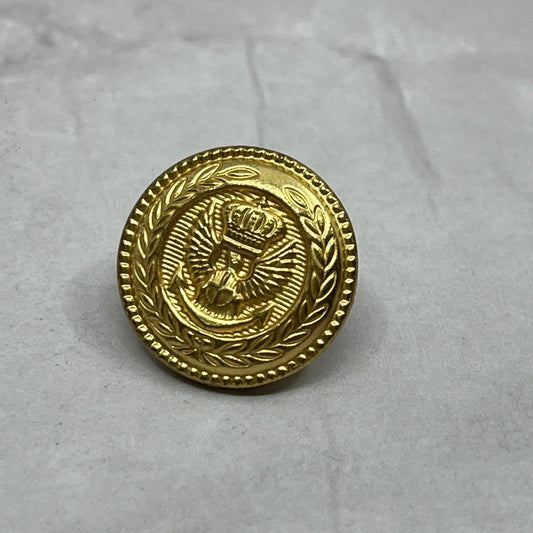 Vtg Brass Canada Crown Eagle Anchor Inside Laurel Wreath Shank Button 5/8" SE2