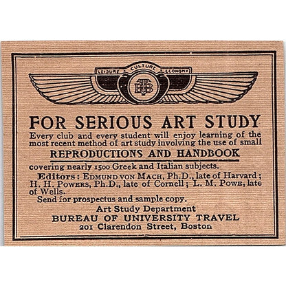 Art Study Reproductions Bureau of University Travel Boston - 1904 Ad AF4-6