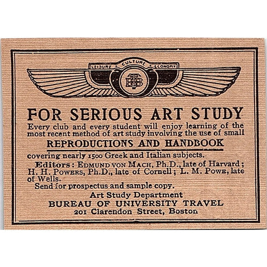 Art Study Reproductions Bureau of University Travel Boston - 1904 Ad AF4-6