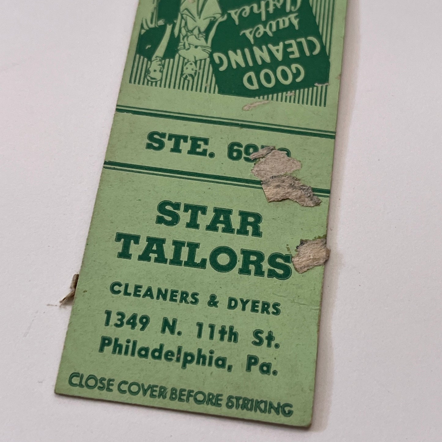 Star Tailors Cleaners & Dryers Philadelphia Vintage Matchbook Cover TB6-MB1-15