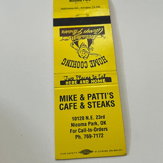 Make & Patti's Cafe & Steaks Nicoma Park OK Vintage Matchbook Cover TB6-MB2-1