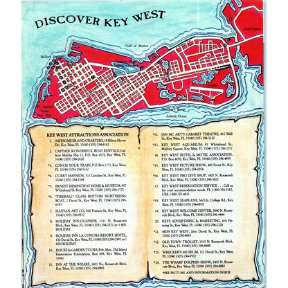 1980s A Guide to Key West Attractions Map and Fold Out Travel Brochure TF4-BA