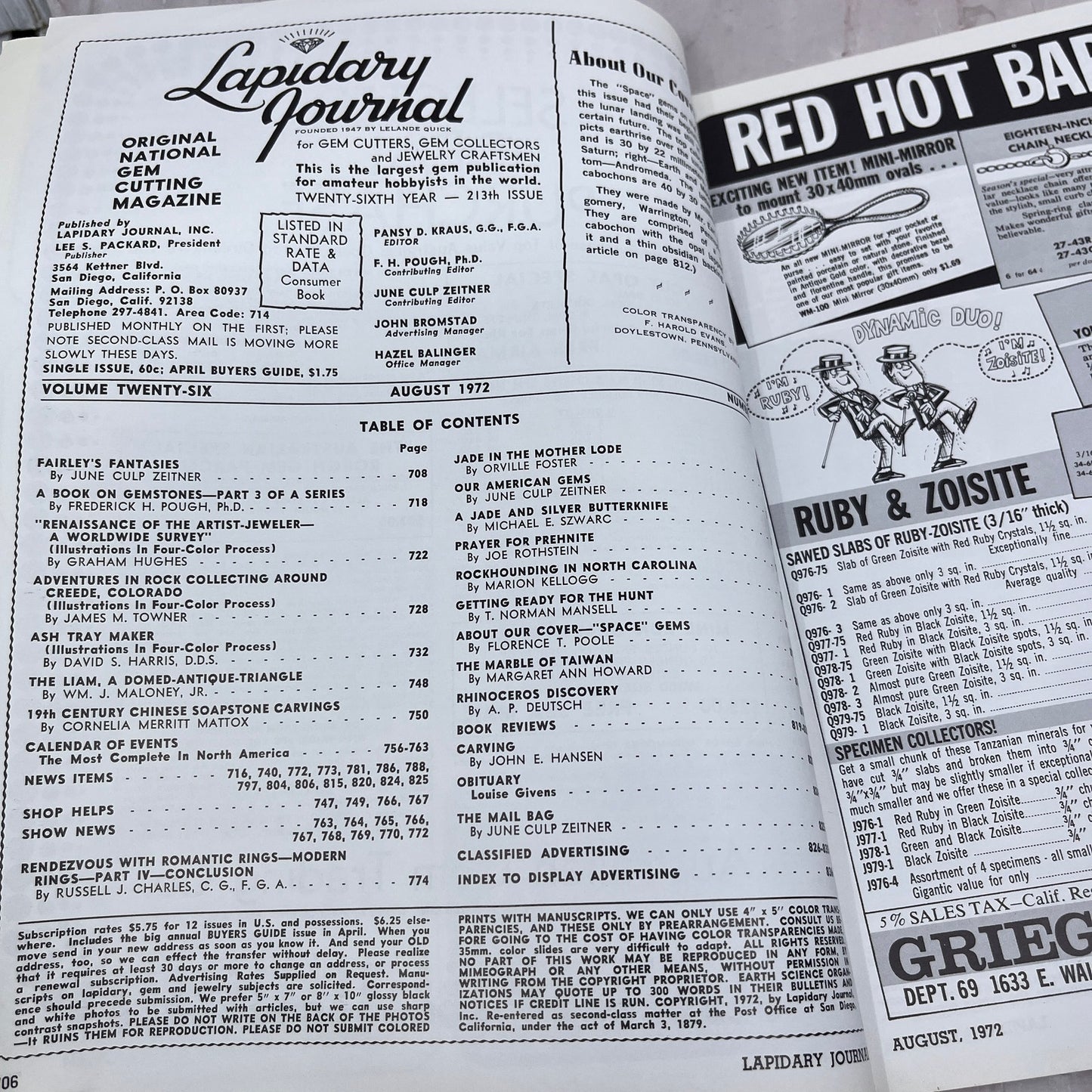 Space Gems of Opal - Lapidary Journal Magazine - Aug 1972 M23