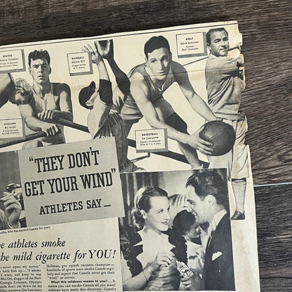 Camels Ad - Athletes Smoke Mel Ott Jim Lancaster Sarazen 1935 Newspaper Ad V1-9