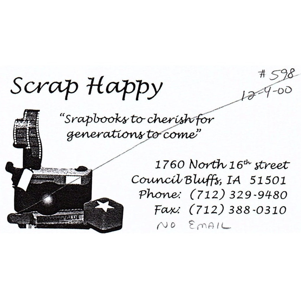 Scrap Happy Scrapbooking Council Bluffs IA Vintage Business Card SC9-B9