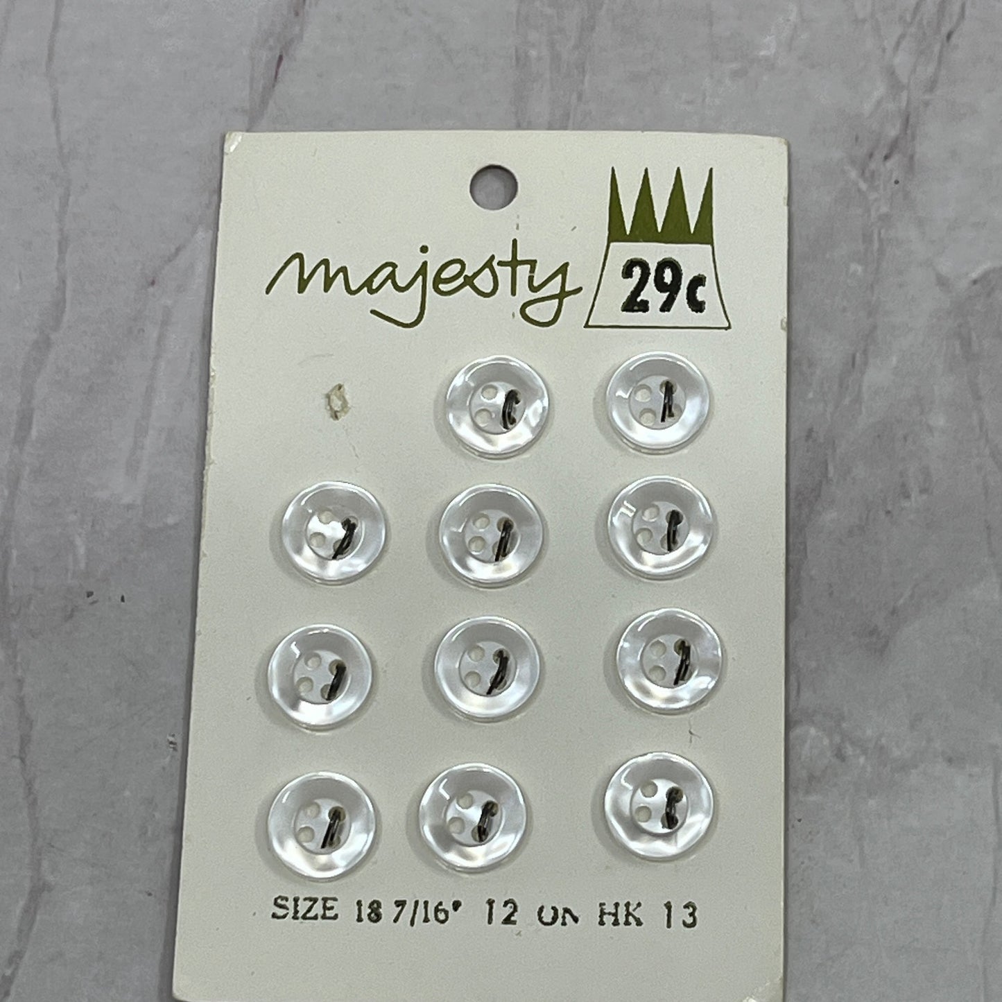 Vintage Lot of 11 Majesty Pearlescent 18 7/16 Buttons on Card 1221 SE2