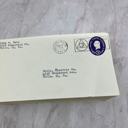 Huge Lot 50+ Philadelphia Electric Company 1957 Postal Cover Envelopes TG7-PEC1