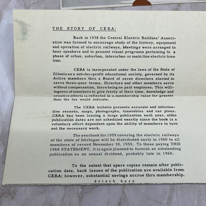 c1959 CERA Central Electric Railfans Association Ephemera Lot AE5