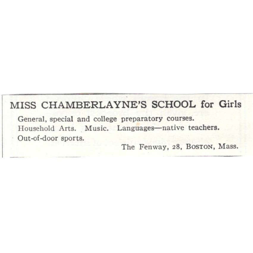 Miss Chamberlayne's School for Boys Boston MA c1918 Advertisement AE5-SA11