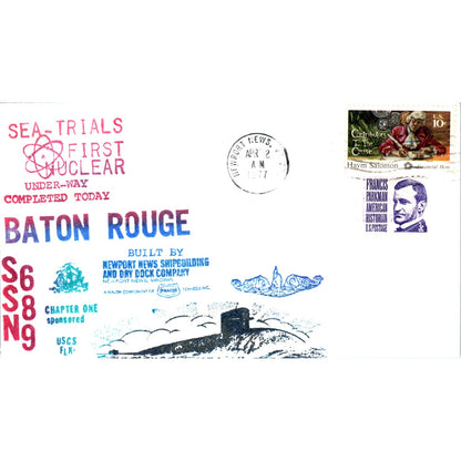 1977 USS Baton Rouge Sea Trials Completed Postal Cover Envelope TG7-PC3