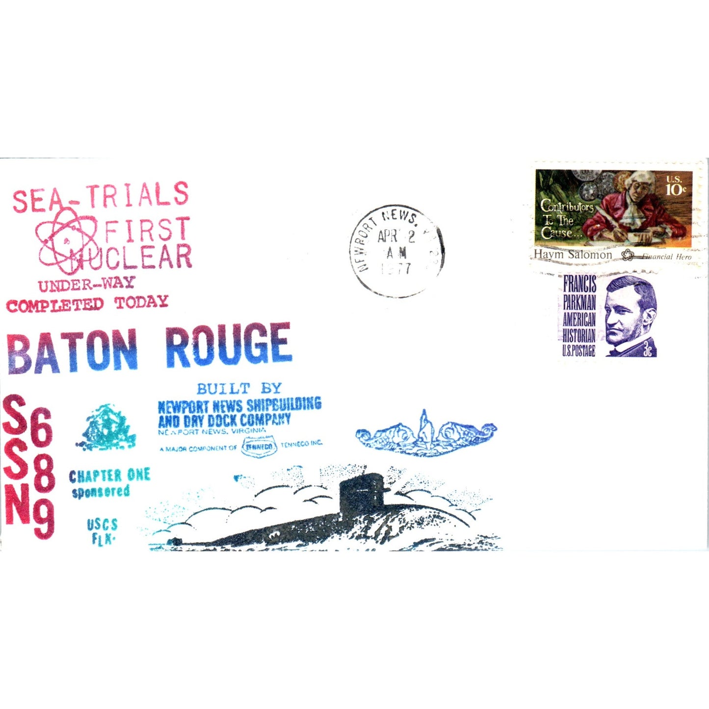 1977 USS Baton Rouge Sea Trials Completed Postal Cover Envelope TG7-PC3