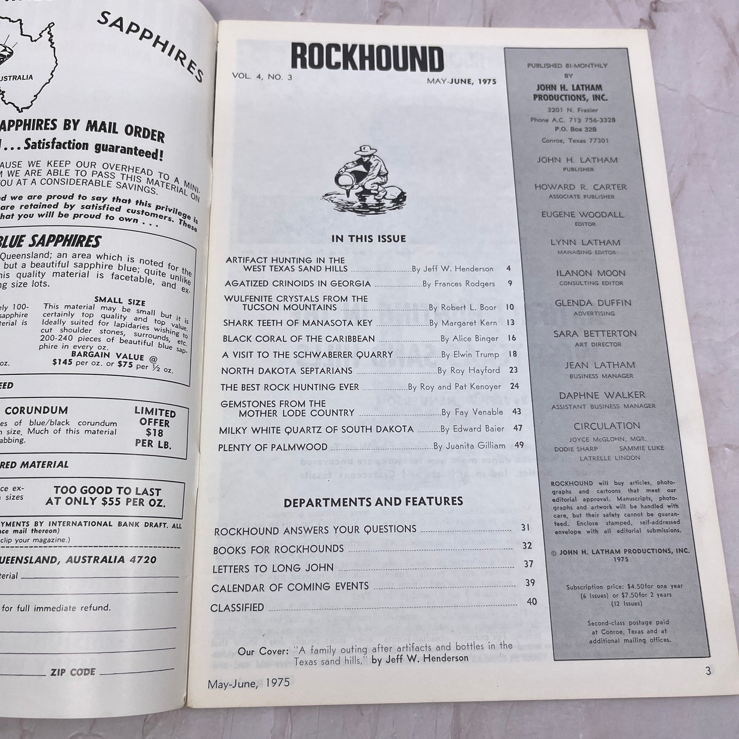 Texas Sand Hills Artifacts SD White Quartz - Rockhound Magazine - June 1975 M24