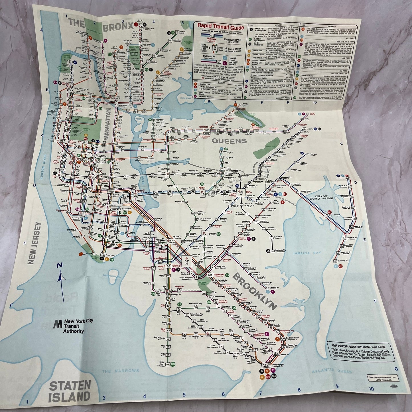 1969 New York City Transit Authority - Rapid Transit Guide Map TH9-TM1