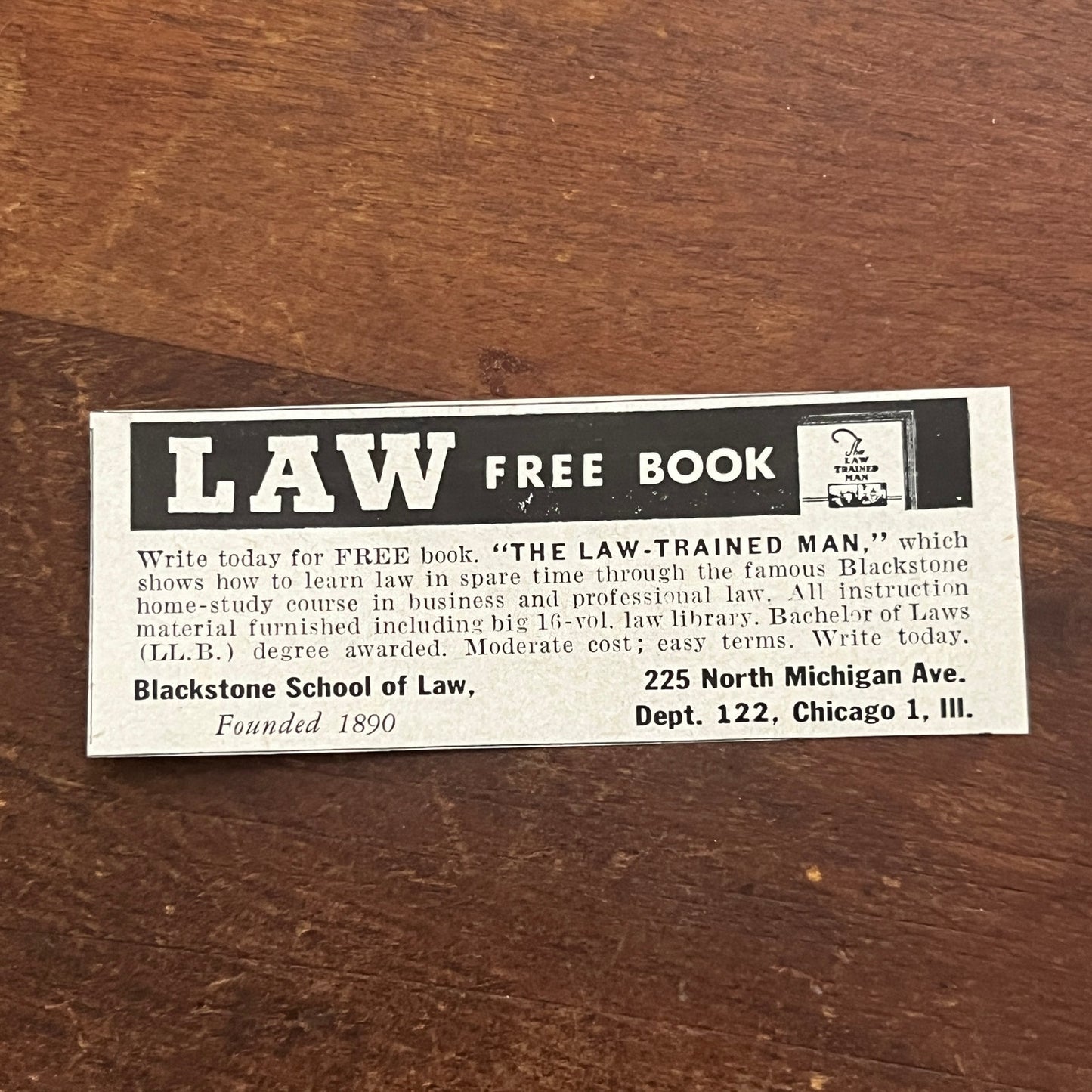 Blackstone School of Law - Chicago IL 1955 Ad AG1-S1