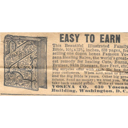 Family Bible Vosnea Co Washington DC 1910 Magazine Ad AF1-SS6