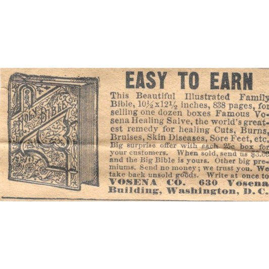 Family Bible Vosnea Co Washington DC 1910 Magazine Ad AF1-SS6